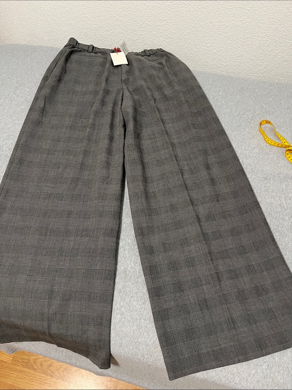 Open Edit Wide Leg Trouser Pants Size 12 Pleated Plaid High Rise Office Career - Picture 8 of 11